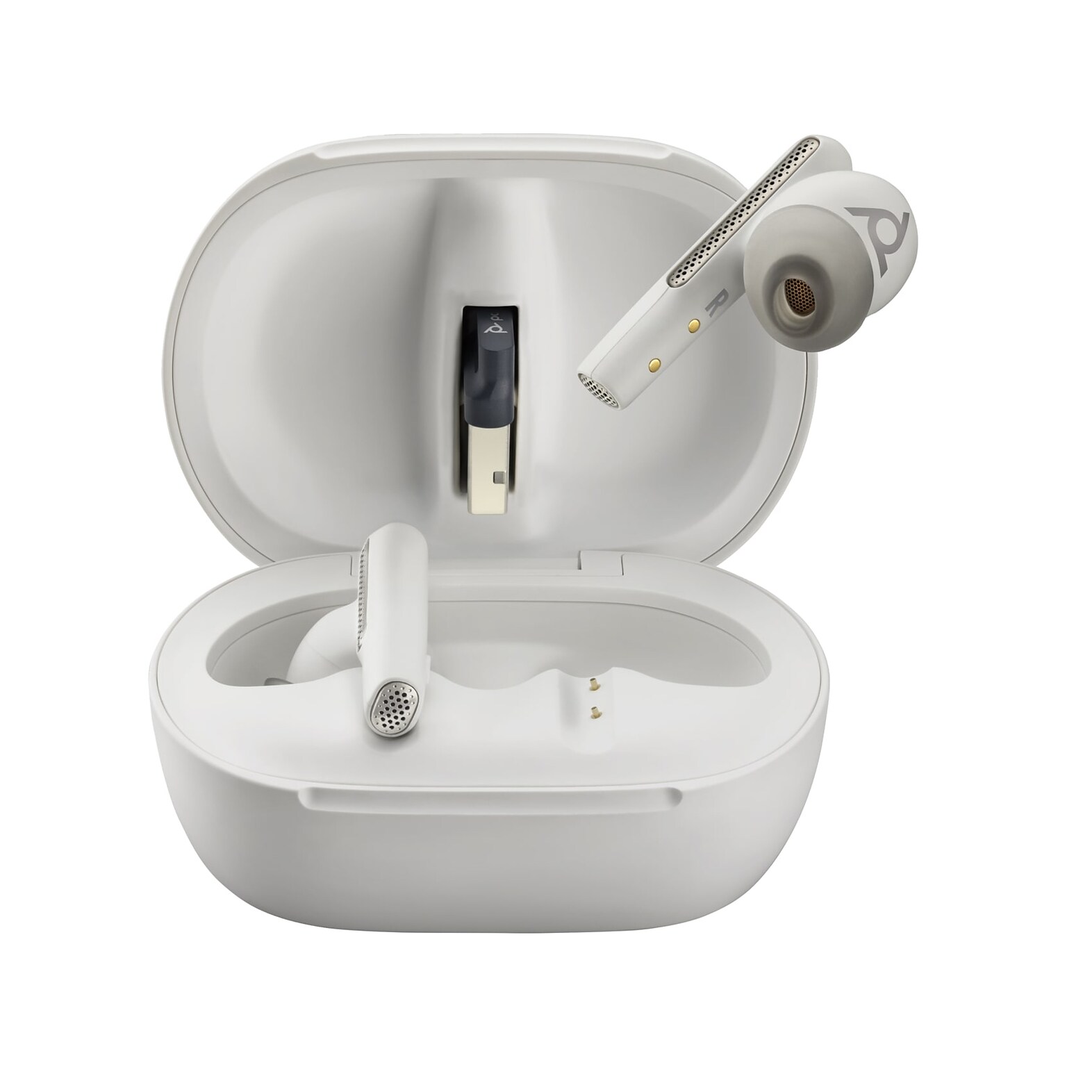 Plantronics Voyager Free 60+ UC Wireless Noise Cancelling Bluetooth Earbuds, USB-A, UC Certified, White Sand  (7Y8G5AA)