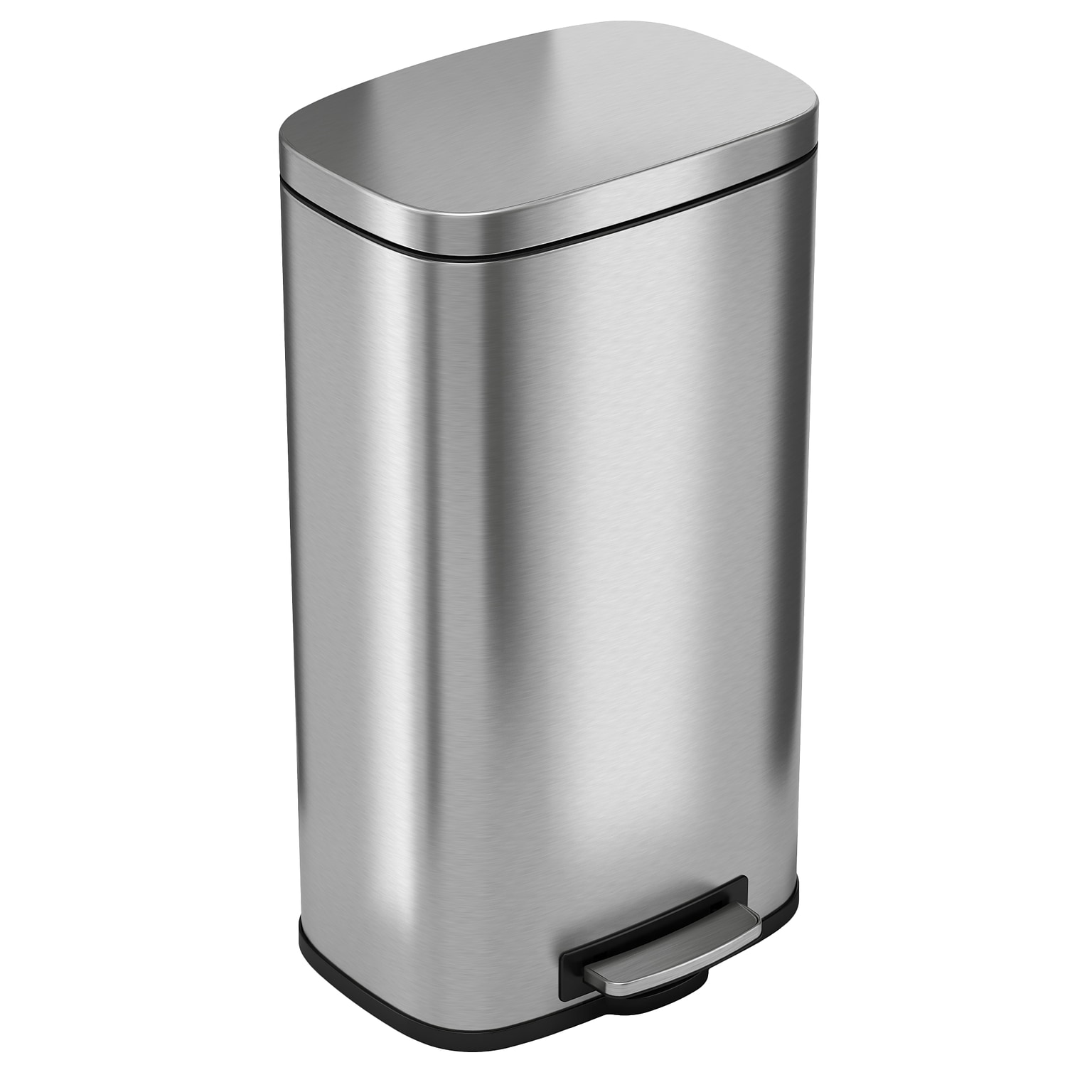iTouchless SoftStep Stainless Steel Rectangular Step Pedal Trash Can with AbsorbX Odor Control System, 8 Gal., Silver (PC30RSS)