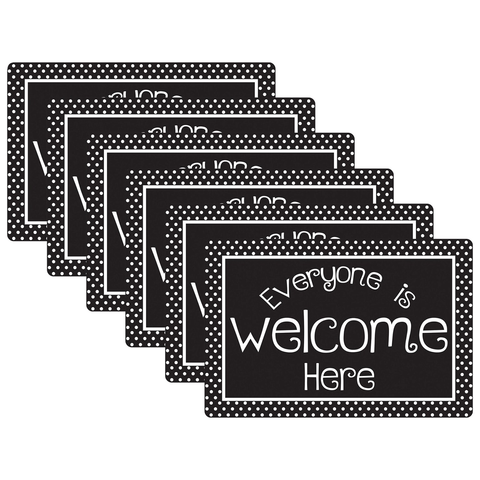 Ashley Smart Poly Computer Mouse Pad, 8 x 10, Everyone is Welcome Here, BW Dots, 6/Pack (ASH12509-6)