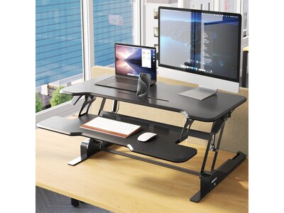 Mount-It! 38"W Manual Rectangular Adjustable Standing Desk Converter, Black (MI-15009)