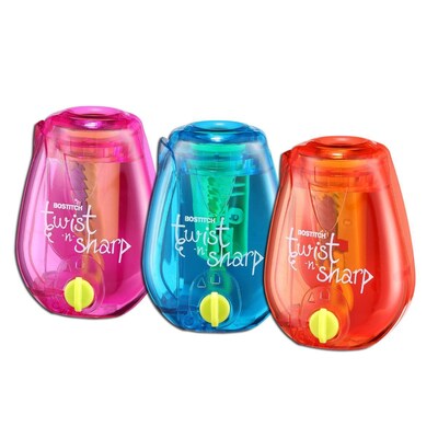 Bostitch Twist-n-Sharp Manual Pencil Sharpener, Assorted Colors (PS1-ADJ)