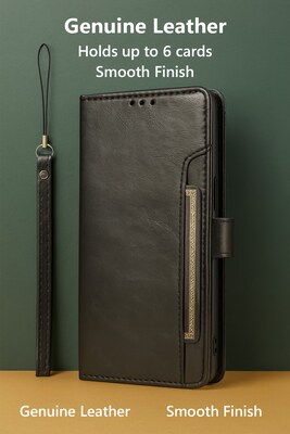 SaharaCase Indy Wallet Case for iPhone Air, Shock Absorbing, Scorpion Black (CP00938)