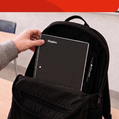 STAPLES Accel 1-Subject Notebook, 8.5” x 11”, College Ruled, 100 Sheets, Black