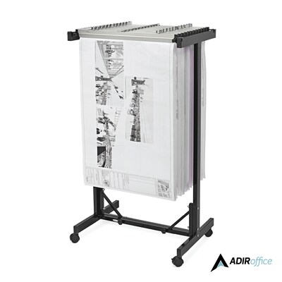 AdirOffice Expandable Blueprint Mobile Plan Center Large File Storage Hanging Rack, Black (615-BLK-KIT1)