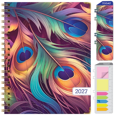 2027 Excello Brands 9 x 11 Weekly & Monthly Standard Planner, Paperboard Cover, Pastel Peacock (FSHN-CY27-8511-61)