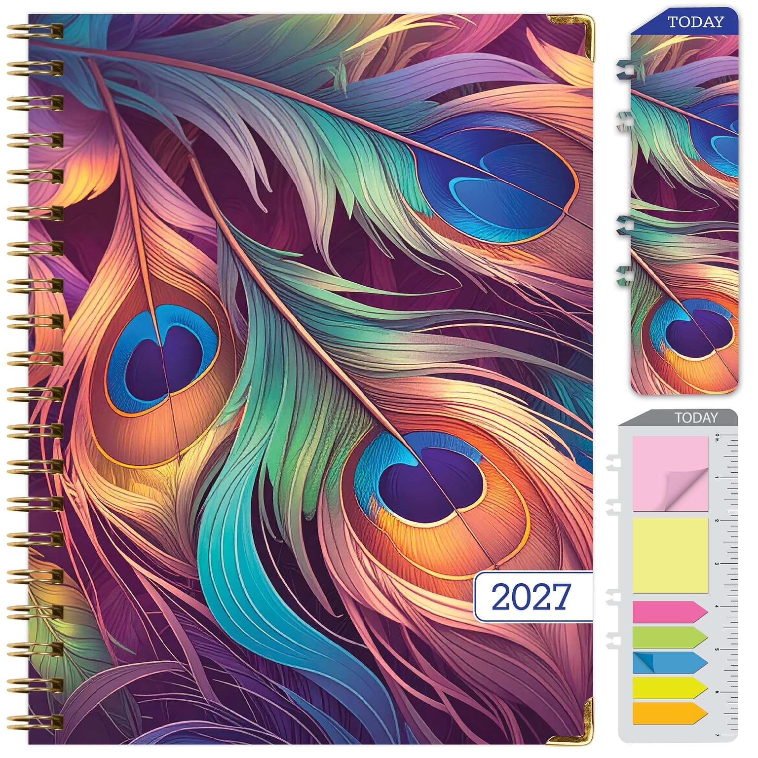 2027 Excello Brands 9 x 11 Weekly & Monthly Standard Planner, Paperboard Cover, Pastel Peacock (FSHN-CY27-8511-61)