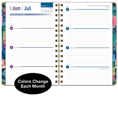 2027 Excello Brands 6" x 8" Weekly & Monthly Standard Planner, Paperboard Cover, Teal Floral (FSHN-CY27-58-17)