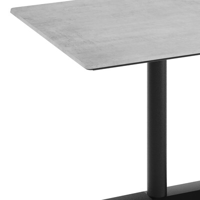 Flash Furniture Acadia Wooden Dining Table with Dual Column Base, 30"D x 48"W, Gray Faux Concrete/Black Base (ST3048CGTB002B)