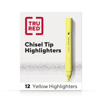 TRU RED™ Tank Highlighter with Grip, Chisel Tip, Yellow, Dozen (TR54579)