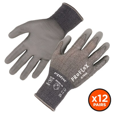 Ergodyne ProFlex 7044 PU Coated Cut-Resistant Gloves, ANSI A4, Gray, Small, 12 Pair (10482)