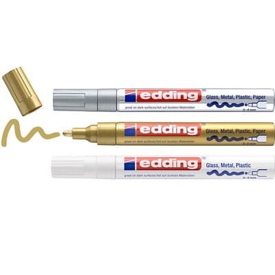 edding 750 Series Oil Based Gloss Paint Marker, Metallic Colors, 3/Pack (EDD47503999)