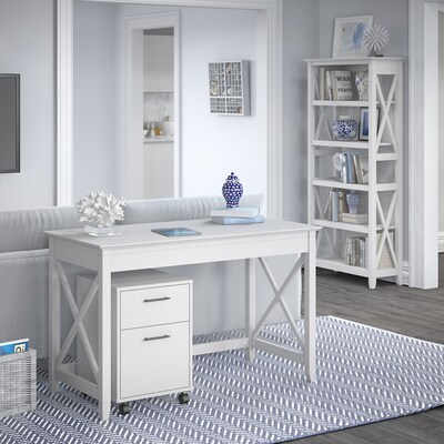 Bush Furniture Key West 48"W Writing Desk, Pure White Oak (KWD148"WT-03)