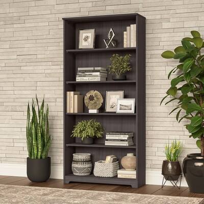 Bush Furniture Cabot 66" 5-Shelf Bookcase with Adjustable Shelves, Heather Gray (WC31766)