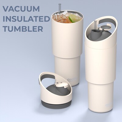 ASOBU Cosmic Stainless Steel Double Wall Insulated Water Bottle, 32 oz., White, (ADNABF77W)