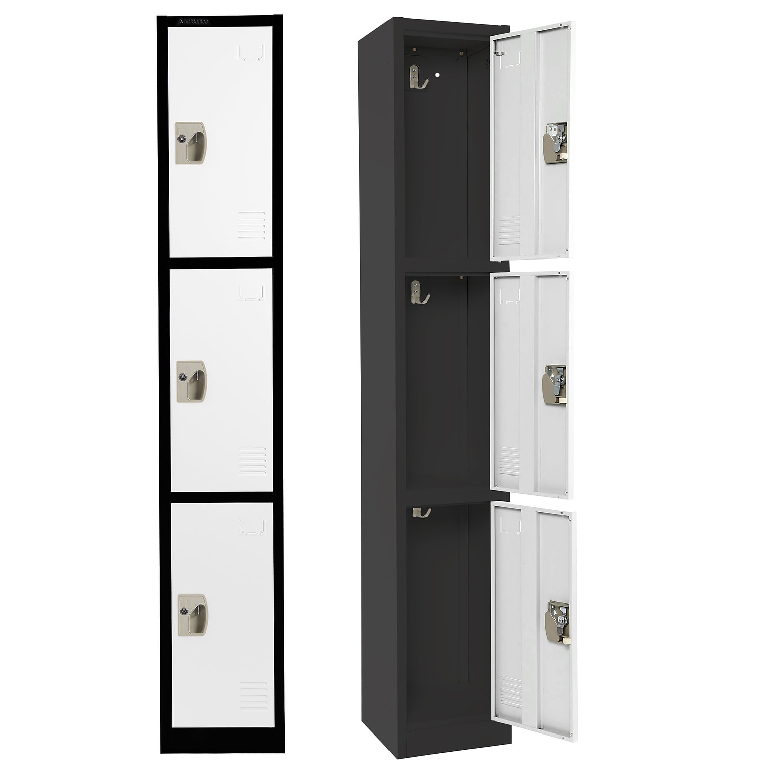 AdirOffice 72 3-Tier Black and White Storage Locker (ADI629-203-B-W)