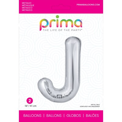 Party City (Air-Filled) 16 J Foil Balloon, Silver, 2/Pack (AM60050274-18)