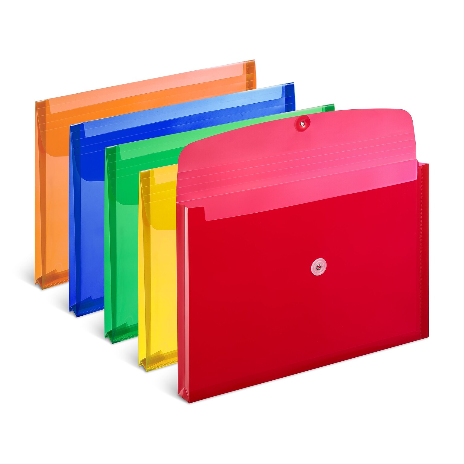TRU RED Expanding Wallets, Button & String Closure, Legal Size, Assorted Colors, 5/Pack (TR10768)