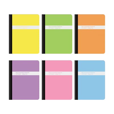 Oxford Composition Notebooks, 7.5 x 9.75, College Ruled, 100 Sheets, Assorted Colors, 6/Pack (6495