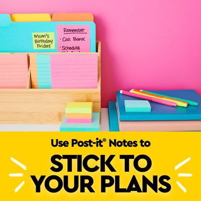 Post-it Notes, 3" x 3", Sunburst Collection, 100 Sheet/Pad, 5 Pads/Pack (654-5SUN)