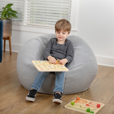 Flash Furniture Dillon Faux Sherpa Refillable Bean Bag Chair, Gray (DGBEANSMSHRPGY)
