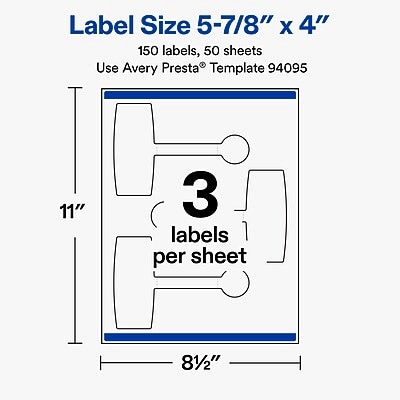Avery Laser/Inkjet Multipurpose Labels, 5-7/8" x 4", Clear, 150 Labels/Box (19479370766)