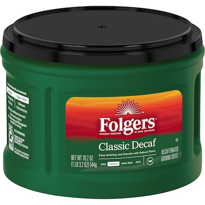 Folgers Classic Decaf Roast Ground Coffee, Medium Roast, 19.2 oz. (SMU30406)