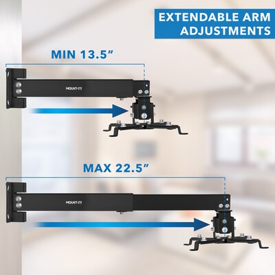 Mount-It! Universal Wall or Ceiling Projector Mount, 44 lb. Load Capacity, Black (MI-604)