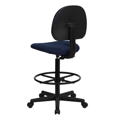 Flash Furniture Mid Back Fabric Ergonomic Drafting Stool, Navy Blue (BT659NVY)