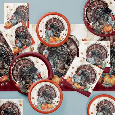Creative Converting Timeless Turkey Thanksgiving Tableware Set, Serves 8 (DTC9026E2A)