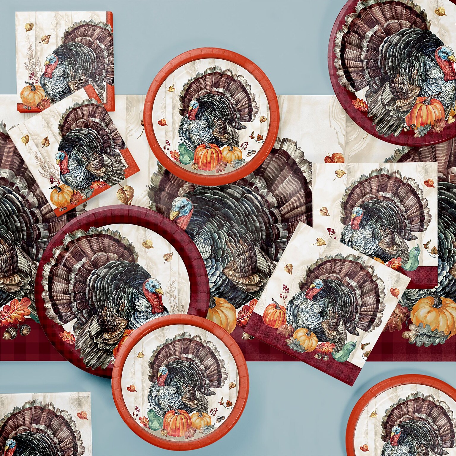 Creative Converting Timeless Turkey Thanksgiving Tableware Set, Serves 8 (DTC9026E2A)