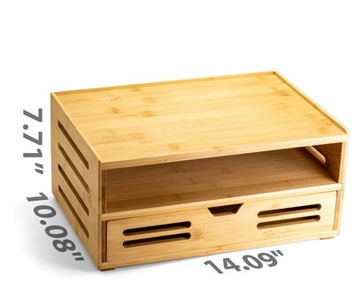 Officemate Bamboo Desk Accessories 2-Compartment Stackable Bamboo Desk Organizer, Natural Wood Grain