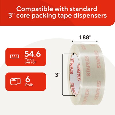 Staples Heavy-Duty Shipping Packing Tape, 1.88” x 54.6 Yards — 6/Rolls