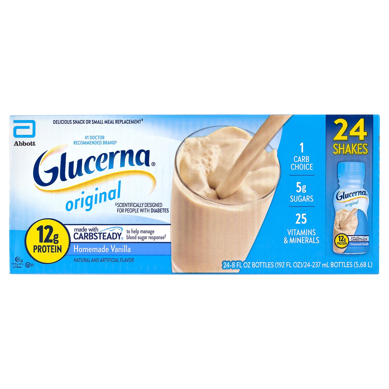Glucerna Original Vanilla Nutritional Shake, 8 oz., 24/Pack (220-02619)