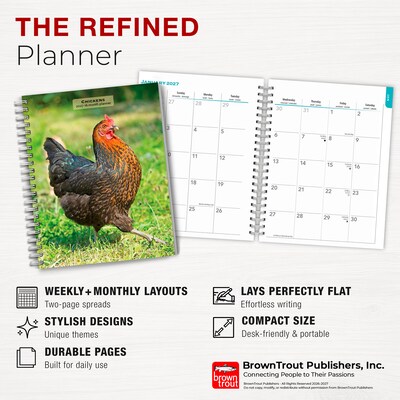 2027 BrownTrout Chickens 6.5" x 7.8" Calendar Year Weekly Standard Planner, Multicolor (9798330714919)