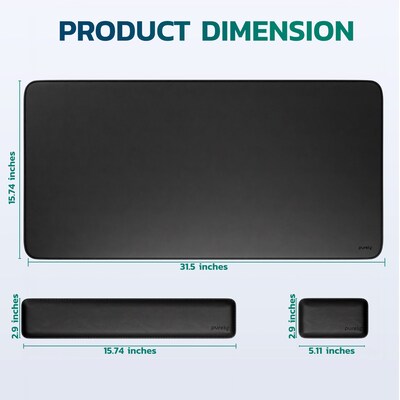 Purely MP47 3-Piece Desk Pad Set with Ergonomic Keyboard and Mouse Wrist Rests, Black (PCCMP47BK)