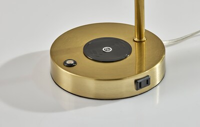 Adesso Dax LED Wireless Charging Desk Lamp, Antique Brass (2611-21)