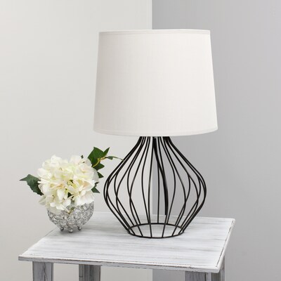 Simple Designs Geometrically Wired Table Lamp, White on Black (LT2086-WOB)