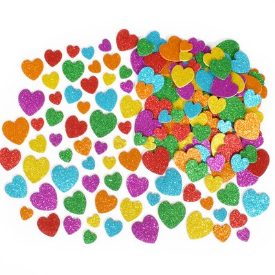 Ready2Learn Glitter Foam Stickers, Hearts, Multicolor, 168/Pack, 3 Packs (CE-10088-3)