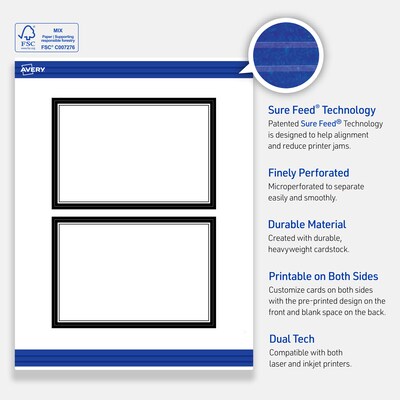 Avery Double Black Border Matte Blank Card, White, 20/Pack (S00-DM5)