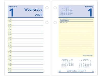 2025 AT-A-GLANCE QuickNotes 6 x 3.5 Daily Calendar Refill, Multicolor (E517-50-25)