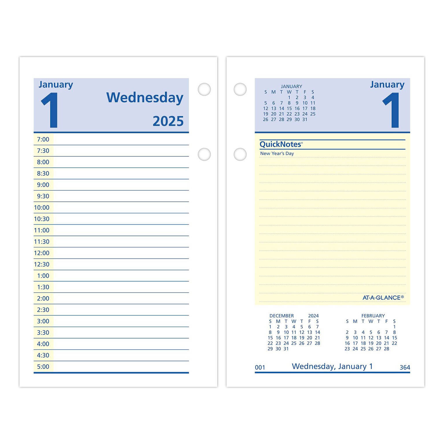 2025 AT-A-GLANCE QuickNotes 6 x 3.5 Daily Calendar Refill, Multicolor (E517-50-25)