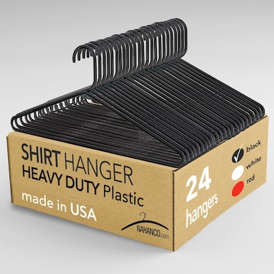 Nahanco Plastic Clothes Hangers, Black, 24/Pack (TBBHU)