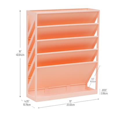 Mind Reader 5-Pocket Plastic Mountable Wall File, Letter Size, Pink (WALLANCH-PNK)