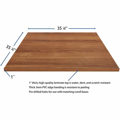 Lorell Essentials Series 36”W x 36”D 1” Thickness Square Table Top, Laminate, Walnut (LLR69961)