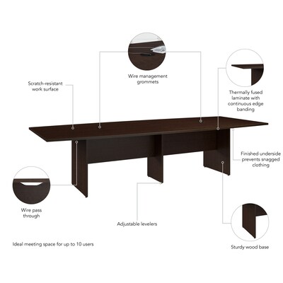 Bush Business Furniture 120W x 48D Boat Shaped Conference Table with Wood Base, Mocha Cherry (99TB12048MRK)