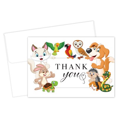 Great Papers Whimisical Animal Pals General Use Thank You Notecard Kits, Multicolored, 24/Pack (2025
