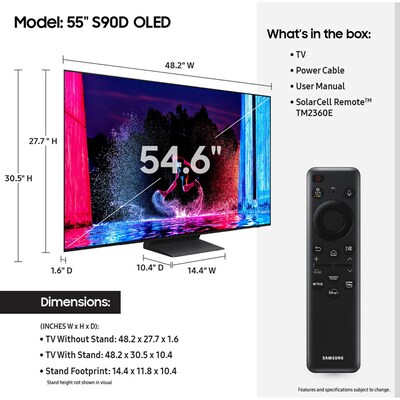 Samsung S90D 55” Smart OLED 4K UHD TV (QN55S90DAFXZA)