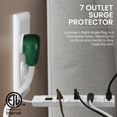 GoGreen Power 6' Metal Surge Protector, 7 Outlets, White (GG-17636)
