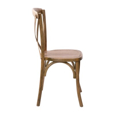 Flash Furniture Advantage Wood X-Back Chair, Armless, Hand Scraped Dark Natural (XBACKDNAT)