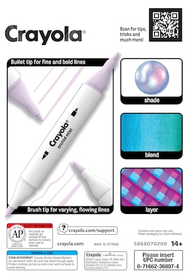 Crayola Pastels Alcohol-Based Marker, Twin Tip, Assorted Colors, 8/Pack (586807)